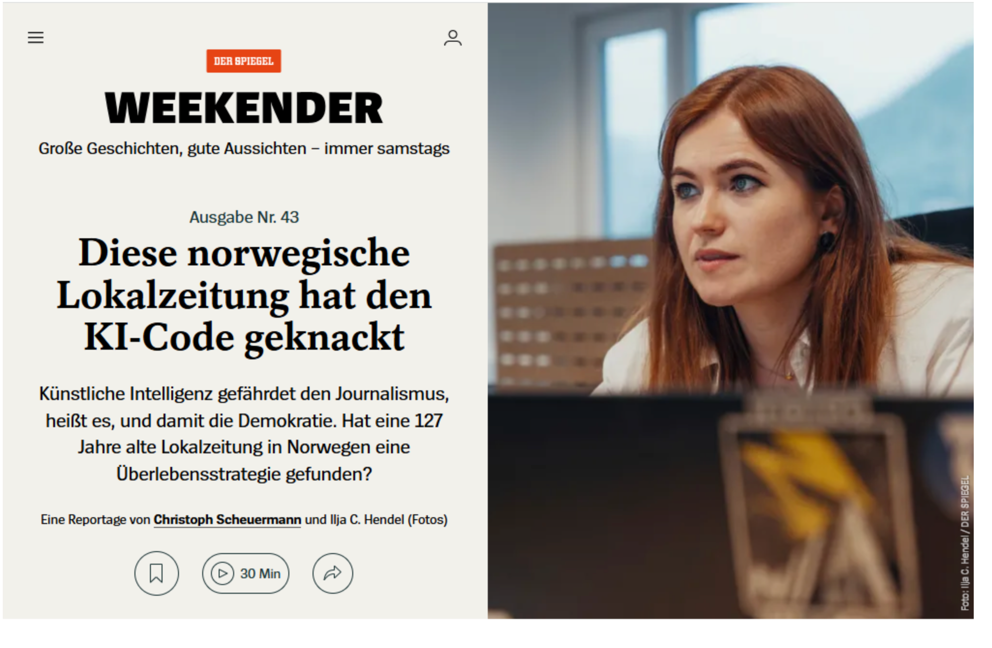 iTromsø har fått støtte til en ny type KI-journalistikk. Lokalavisen havnet nylig i det tyske magasinet Der Spiegel som "lokalavisen som har knekket KI-koden". På faksimilebilde er nyhetsredaktør Marianne Louise Lein Moe. 