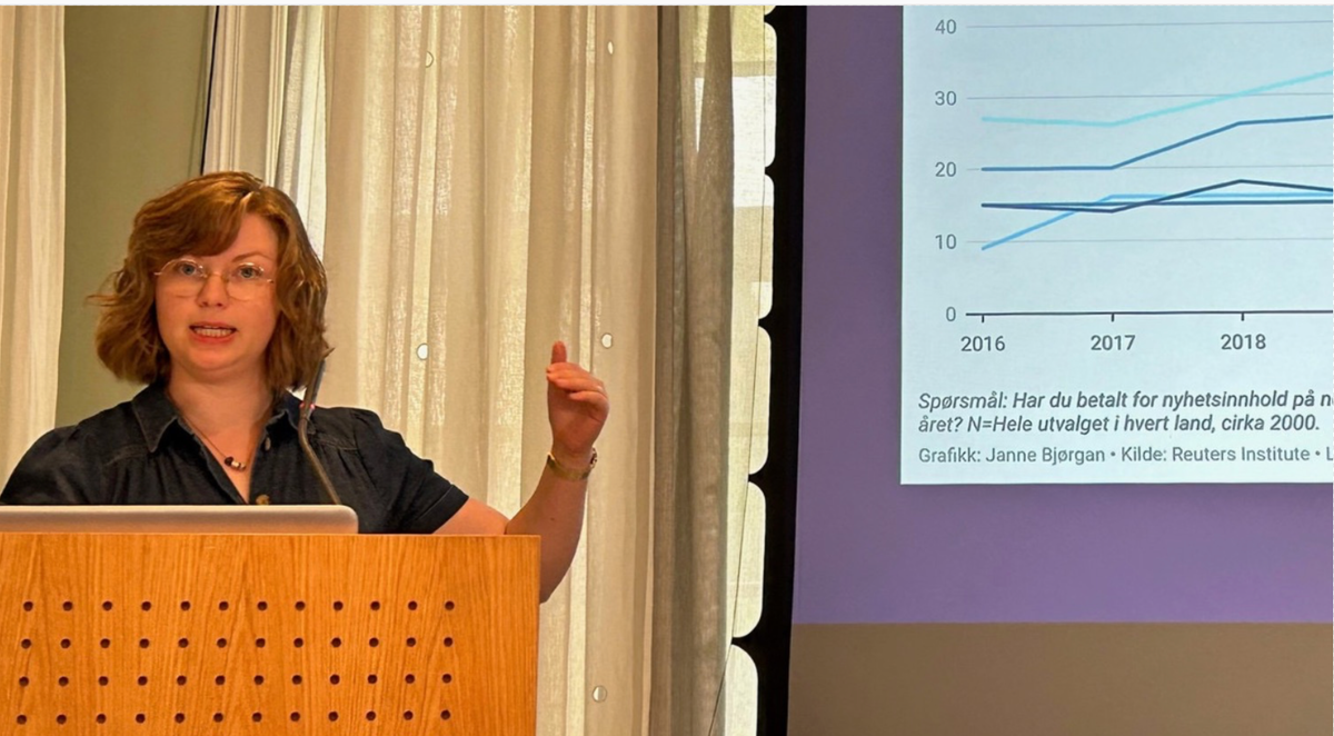 Janne Bjørgan presenterer Reuters Institute Digital News Report 2023.